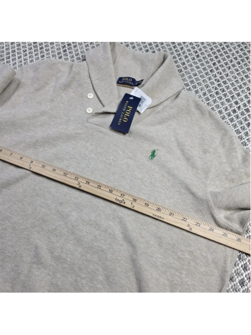 Polo Ralph Lauren Mens XL Shawl Collar Sweater NWT 100% Cotton Tan Pullover